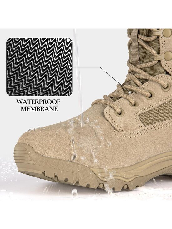 Men\'s Dark Tan Combat Boots Durable Suede Leather Military Boot Desert Boot main image 4